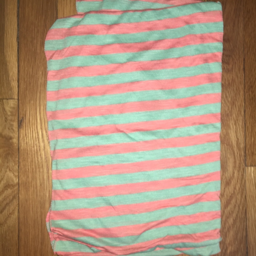 Green and Coral stripe infinity scarf